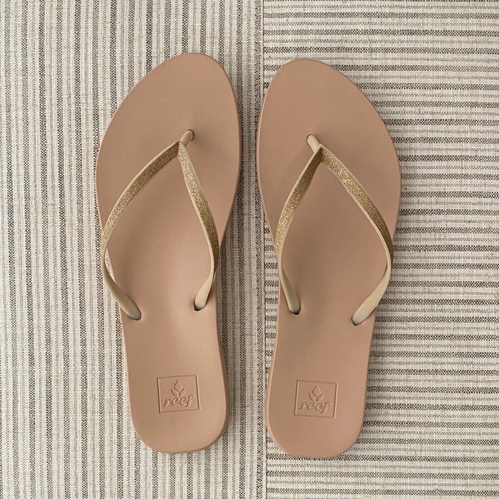 New Reef Gold Glitter Flip Flops